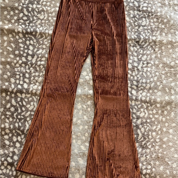 Pants - Brown Velvet Kids Flared Pants